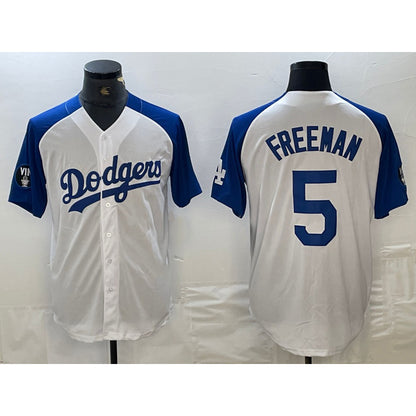 Los Angeles Dodgers #5 Freddie Freeman White Blue MIKSHPS Fashion Stitched Cool Base Limited Jerseys
