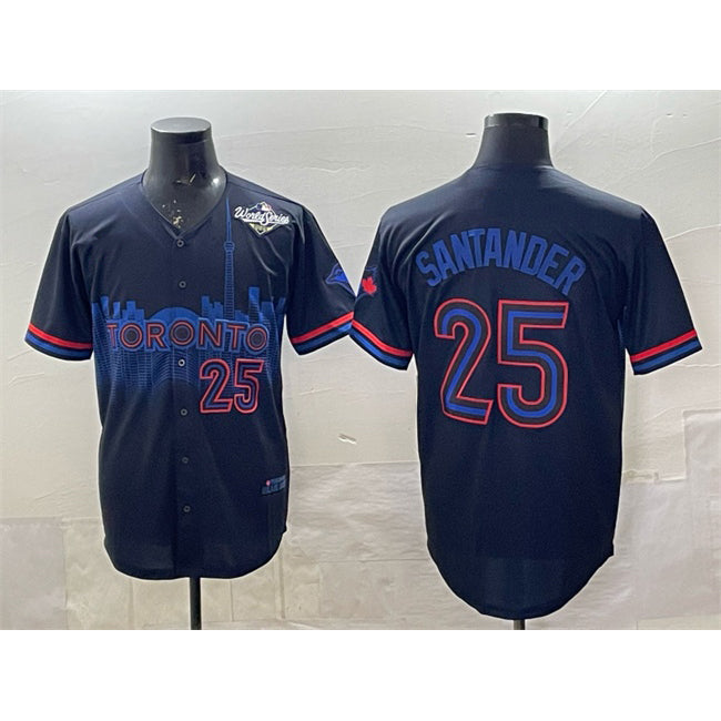 Toronto Blue Jays #25 Anthony Santander Navy MIKSHPS 2025 World Series City Connect Limited Stitched Jersey