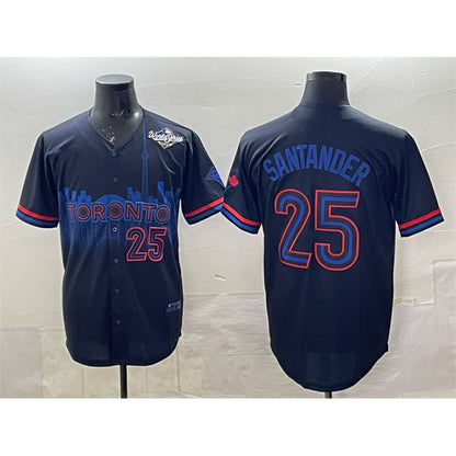 Toronto Blue Jays #25 Anthony Santander Navy MIKSHPS 2025 World Series City Connect Limited Stitched Jersey
