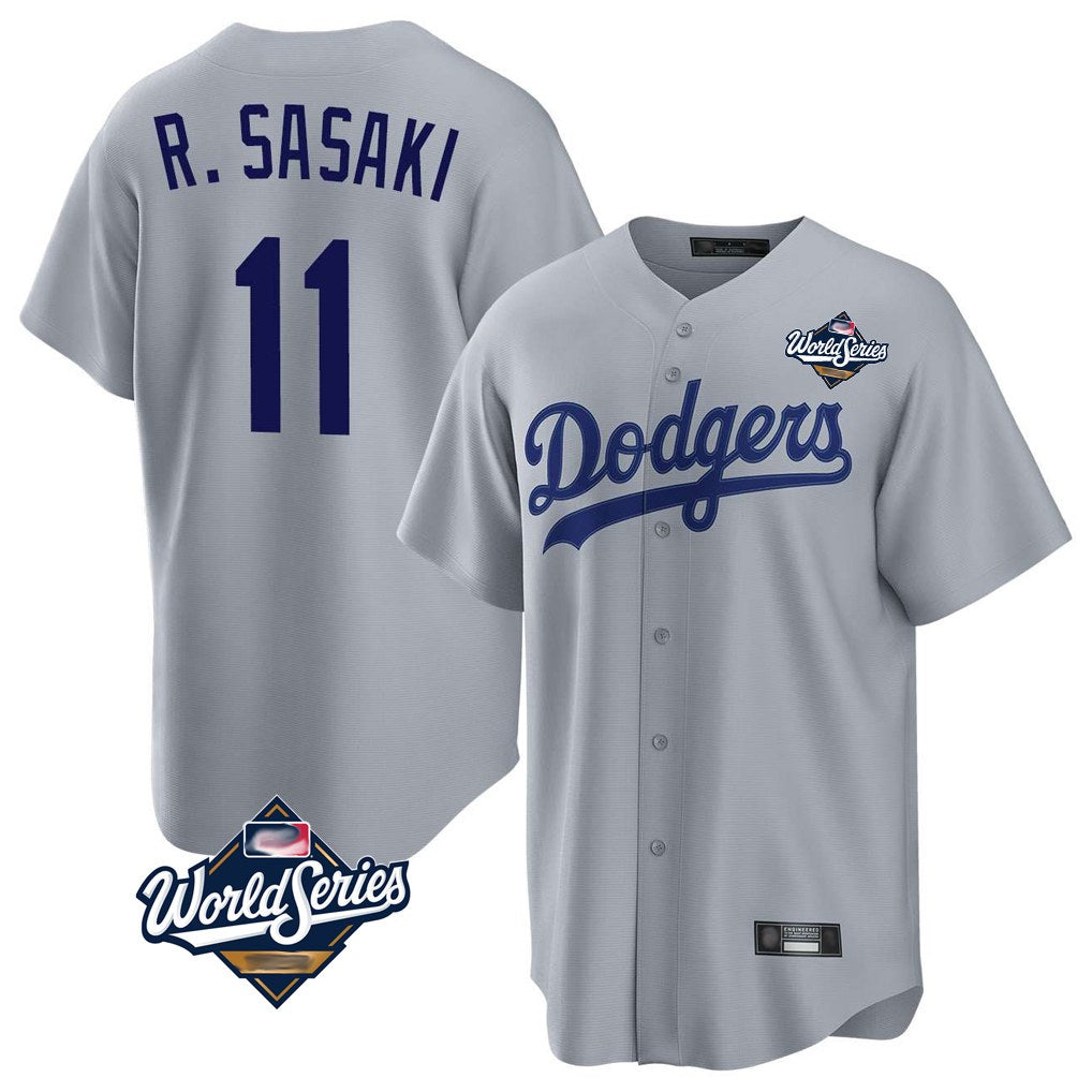 Los Angeles Dodgers #11 Roki Sasaki Player Gray MIKSHPS World Series Game Stitched Jerseys
