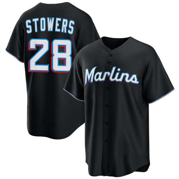Miami Marlins #28 Kyle Stowers Black MIKSHPS Cool Base Stitched Jersey