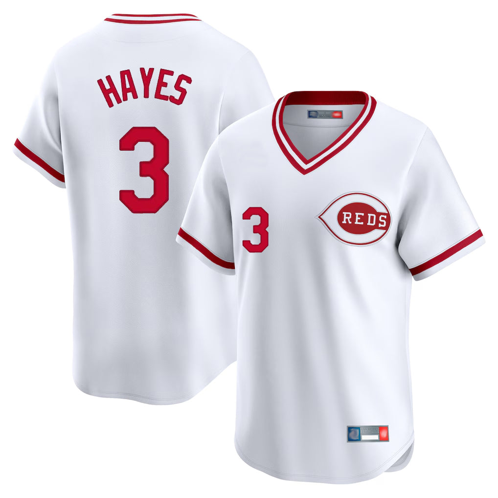 Cincinnati Reds #3 Ke'Bryan Hayes Player White MIKSHPS Cooperstown Collection Limited T-shirt Home Stitched Jerseys