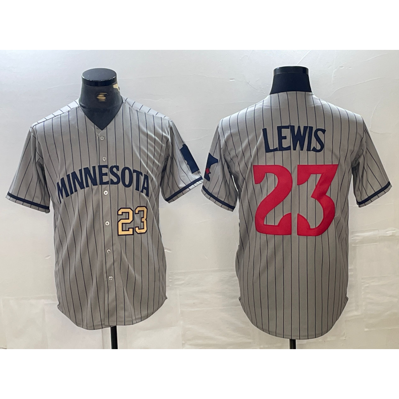 Minnesota Twins #23 Royce Lewis Number 2023 Grey MIKSHPS Home Team Cool Base Stitched Jersey 2