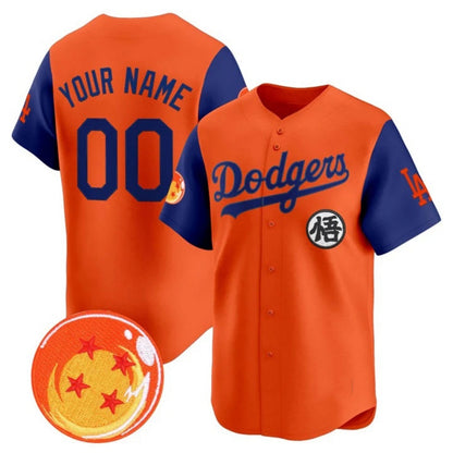 Custom Los Angeles Dodgers x Dragon Ball Royal Orange MIKSHPS Vapor Premier Limited Jersey - Stitched