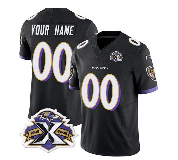Custom B.Ravens Active Player Black MIKSHPS 2023 F.U.S.E With Patch Throwback Vapor Limited Stitched Jersey