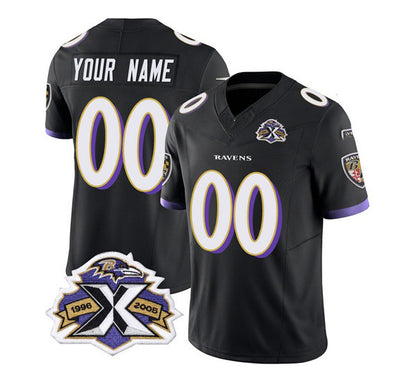 Custom B.Ravens Active Player Black MIKSHPS 2023 F.U.S.E With Patch Throwback Vapor Limited Stitched Jersey