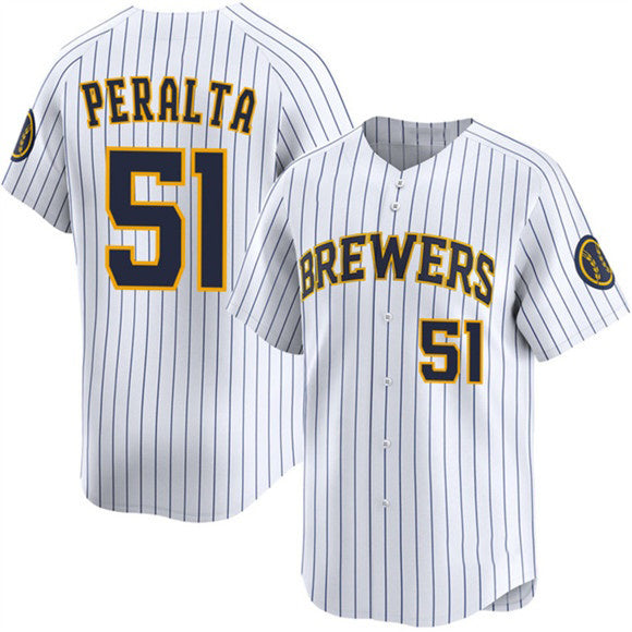 Milwaukee Brewers #51 Freddy Peralta White MIKSHPS Alternate Limited Stitched Jersey