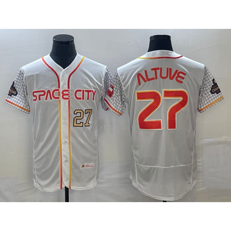 Houston Astros #27 Jose Altuve Number White MIKSHPS 2023 City Connect Flex Base Stitched Jersey