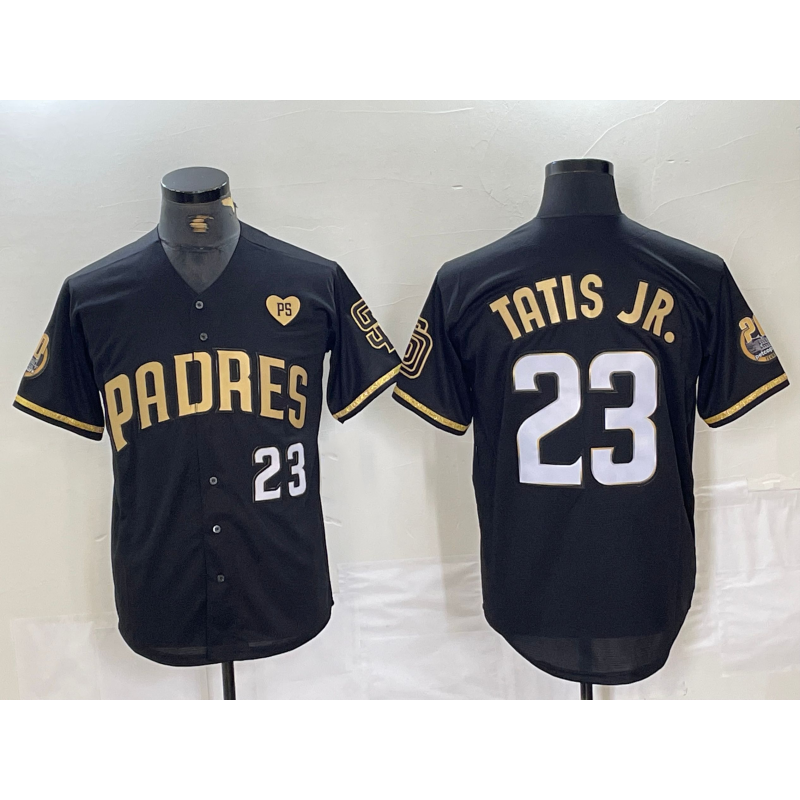 San Diego Padres #23 Fernando Tatis Jr Black Gold MIKSHPS With Patch Cool Base Stitched Jersey