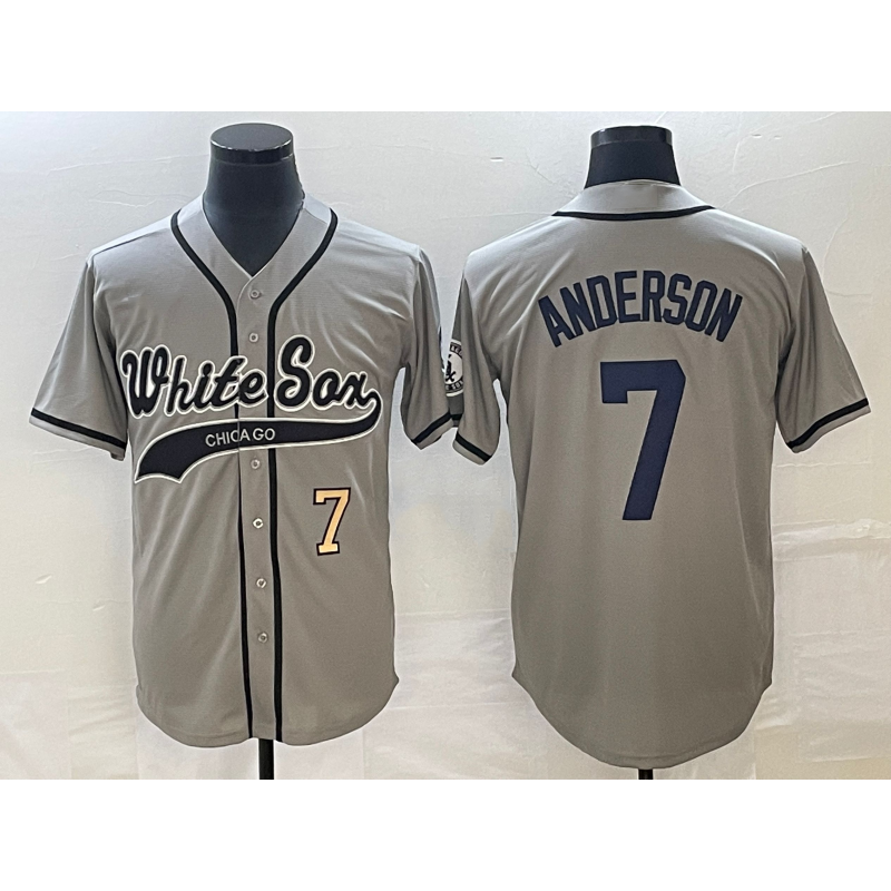 Chicago White Sox #7 Tim Anderson Number Grey MIKSHPS Cool Base Stitched Jersey