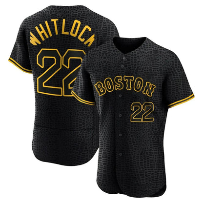 Boston Red Sox #22 Garrett Whitlock Player Black MIKSHPS Snake Skin City Limited Elite Home Stitched Jerseys