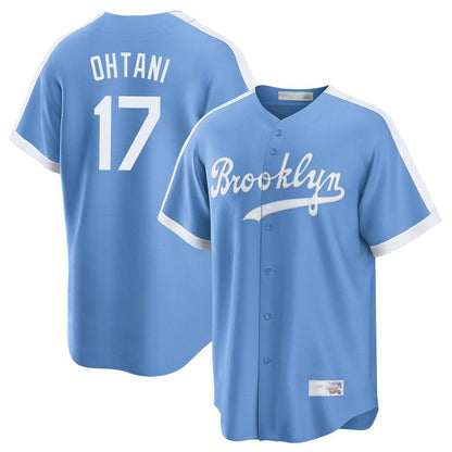 Los Angeles Dodgers #17 Shohei Ohtani Player Light Blue MIKSHPS Cooperstown Collection Limited Stitched Jerseys