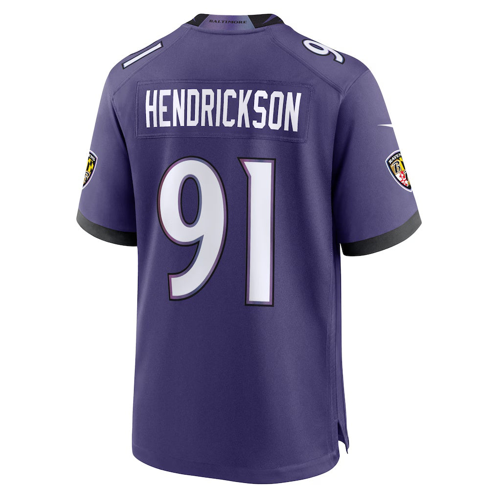 B.Ravens #91 Trey Hendrickson Purple MIKSHPS Team Game Jersey