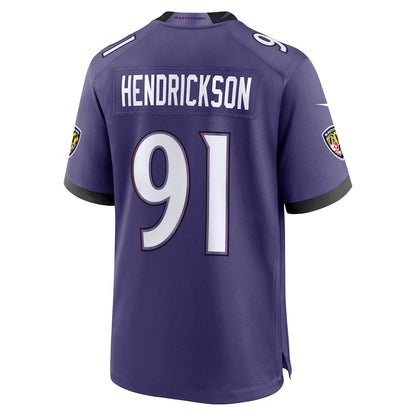 B.Ravens #91 Trey Hendrickson Purple MIKSHPS Team Game Jersey