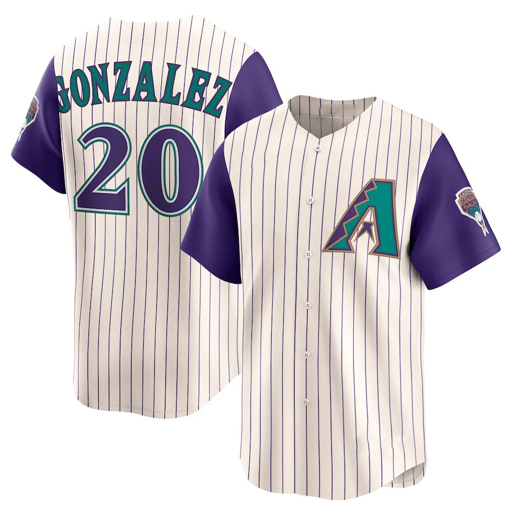 Arizona Diamondbacks #20 Luis Gonzalez Cream MIKSHPS Throwback Cooperstown Collection Limited Jersey