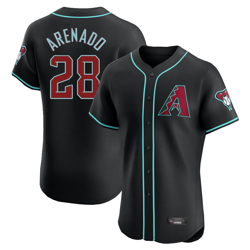 Arizona Diamondbacks #28 Nolan Arenado Player Black MIKSHPS Limited Elite Home Game Stitched Jerseys