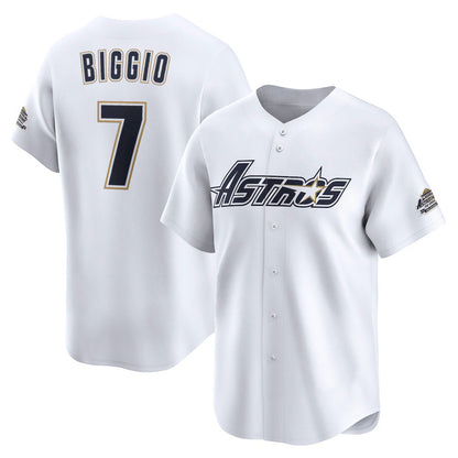 Houston Astros #7 Craig Biggio White MIKSHPS Throwback Cooperstown Collection Limited Jersey