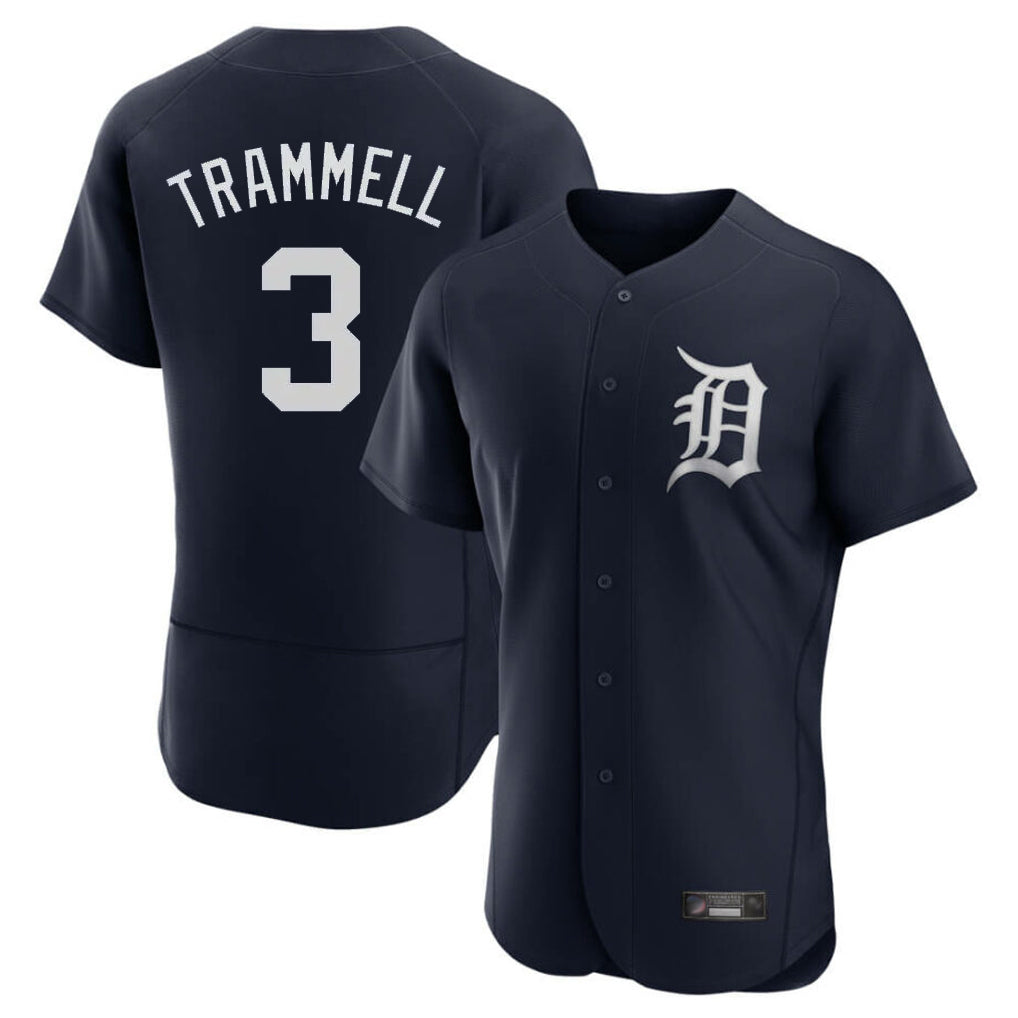 Detroit Tigers #3 Alan Trammell Player Navy MIKSHPS Limited Elite Home Stitched Jerseys