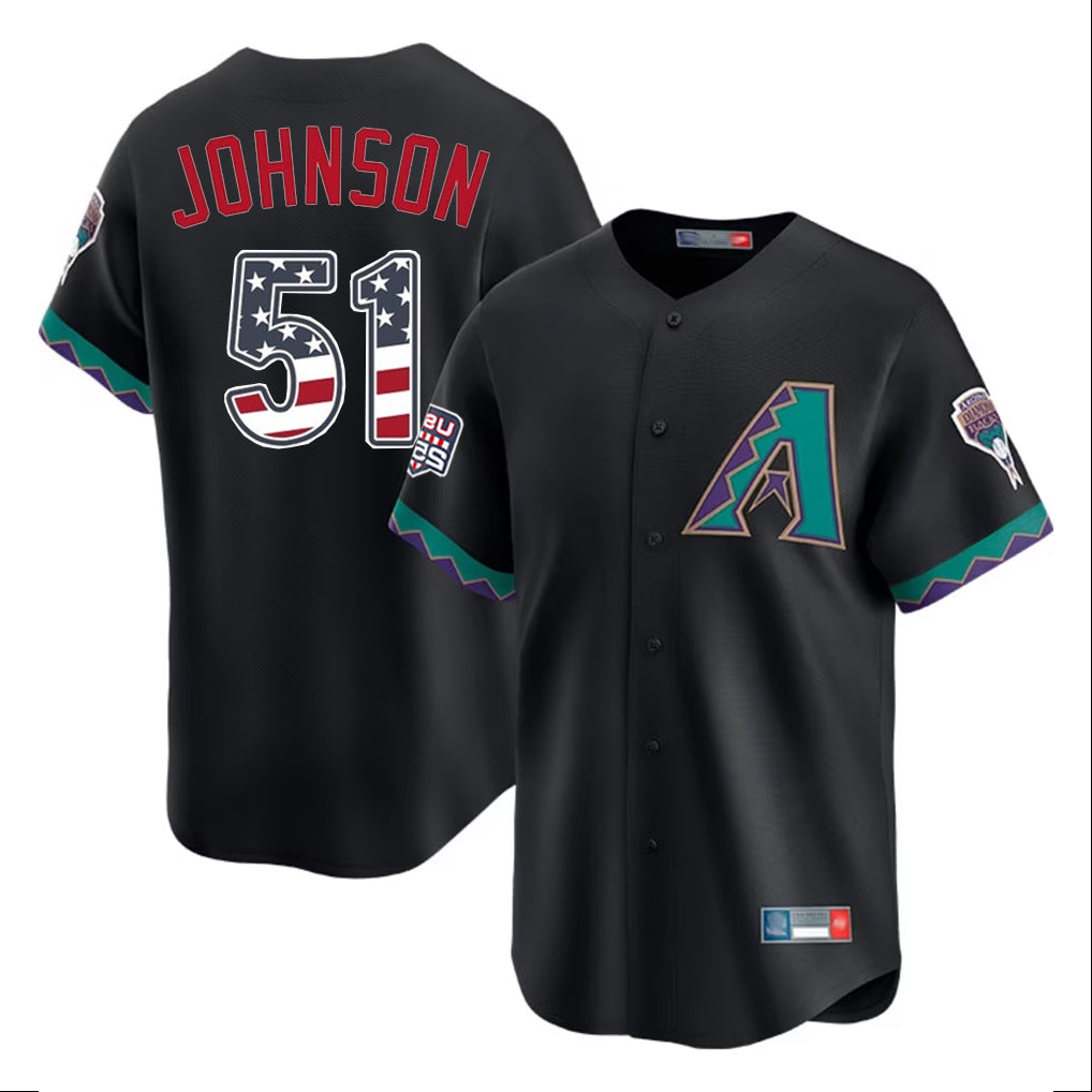 Arizona Diamondbacks #51 Randy Johnson Player Black MIKSHPS USA 250 Fourth of July Home Game Stitched Jerseys