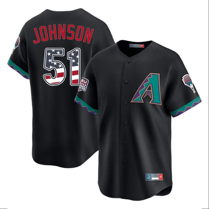 Arizona Diamondbacks #51 Randy Johnson Player Black MIKSHPS USA 250 Fourth of July Home Game Stitched Jerseys