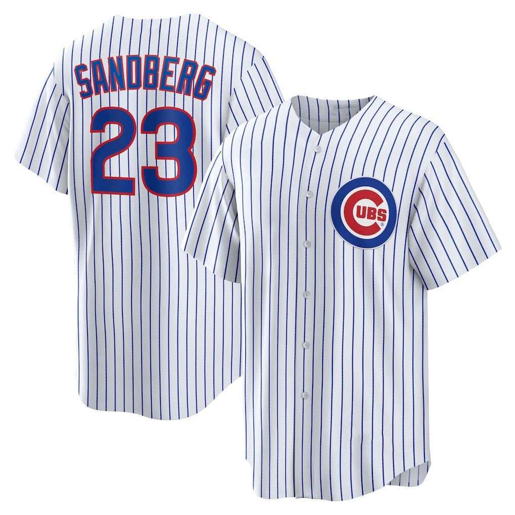 Chicago Cubs #23 Ryne Sandberg White MIKSHPS Home Retired Player Replica Jersey