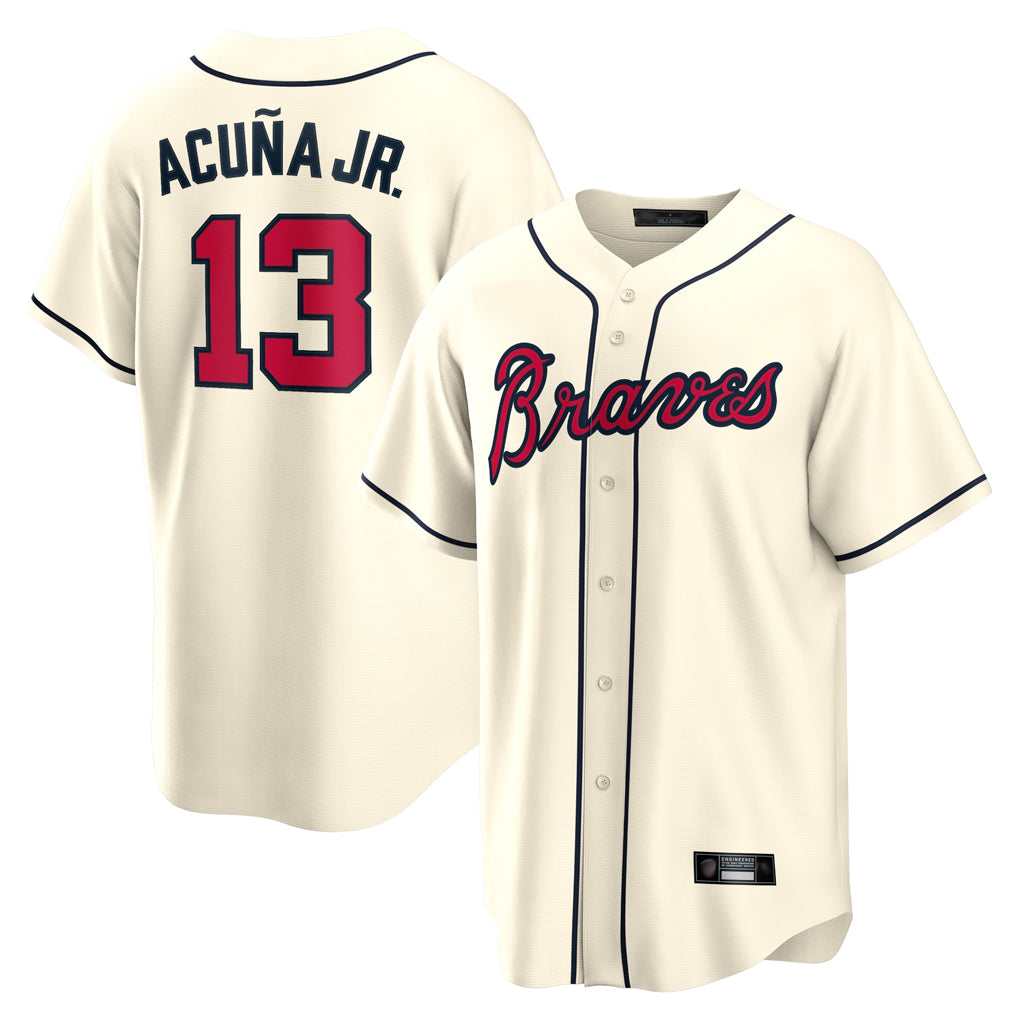 Atlanta Braves #13 Ronald Acuna Jr Player Cream MIKSHPS Home Game Stitched Jerseys
