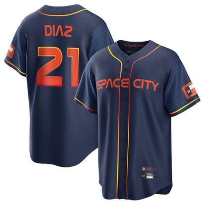 Houston Astros #21 Yainer Diaz Player Navy MIKSHPS City Connect Home Game Stitched Jerseys