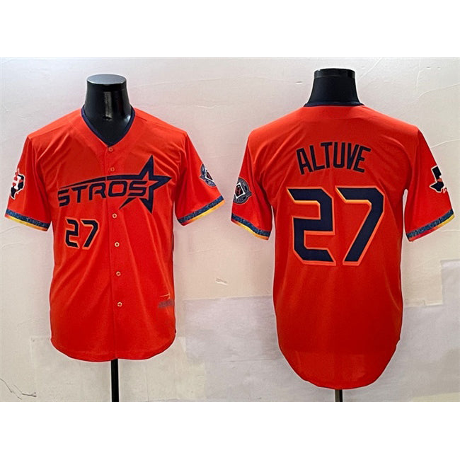 Houston Astros #27 Jose Altuve Orange MIKSHPS 2025 City Connect With Texas Patch Limited Stitched Jersey
