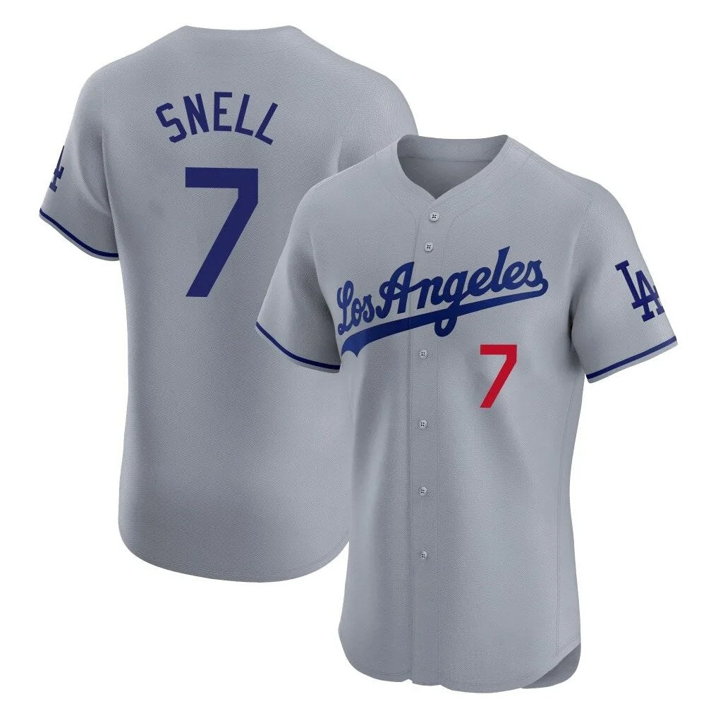 Los Angeles Dodgers #7 Blake Snell Player Gray MIKSHPS Limited Elite Home Stitched Jerseys