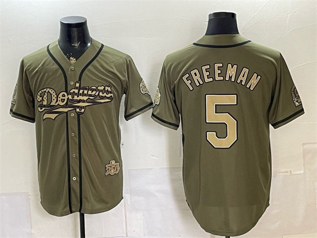 Los Angeles Dodgers #5 Freddie Freeman Olive MIKSHPS 2026 Armed Forces Day Stitched Jersey 2