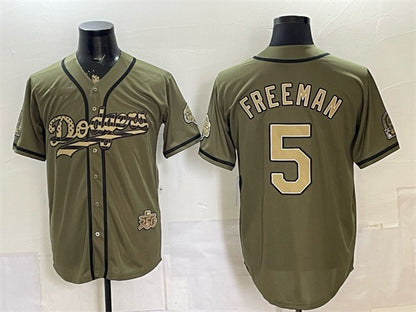 Los Angeles Dodgers #5 Freddie Freeman Olive MIKSHPS 2026 Armed Forces Day Stitched Jersey 2