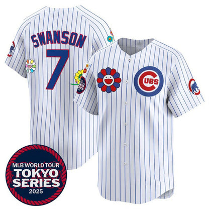 Chicago Cubs #7 Dansby Swanson White MIKSHPS 2025 Tokyo Series Limited Stitched Jersey