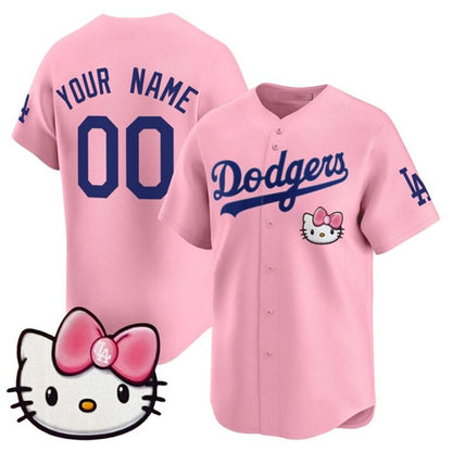 Custom Los Angeles Dodgers ACTIVE PLAYER Pink MIKSHPS 2025 Hello Kitty Vapor Premier Limited Stitched Jersey