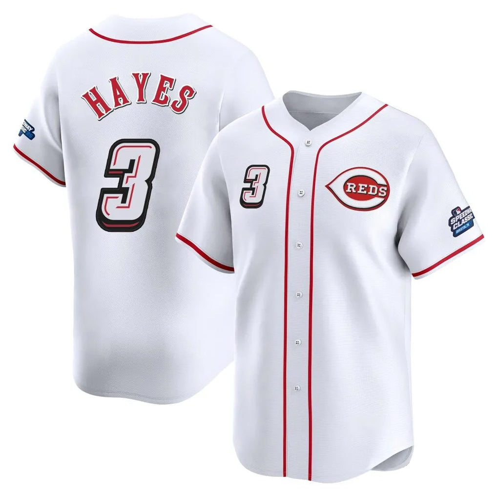 Cincinnati Reds #3 Ke'Bryan Hayes Player White MIKSHPS Speedway Classic Home Limited Stitched Jerseys