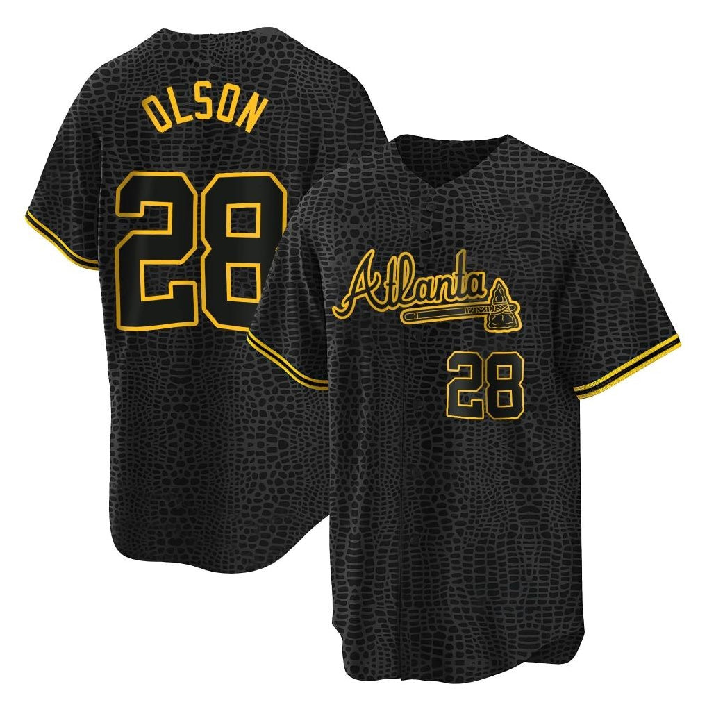Atlanta Braves #28 Matt Olson Player Black MIKSHPS Snake Skin City Home Game Stitched Jerseys