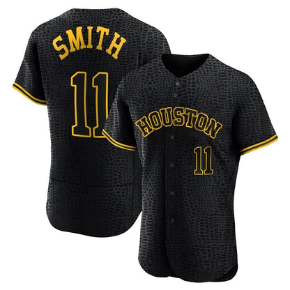 Houston Astros #11 Cam Smith Player Black MIKSHPS Snake Skin City Limited Elite Home Stitched Jerseys