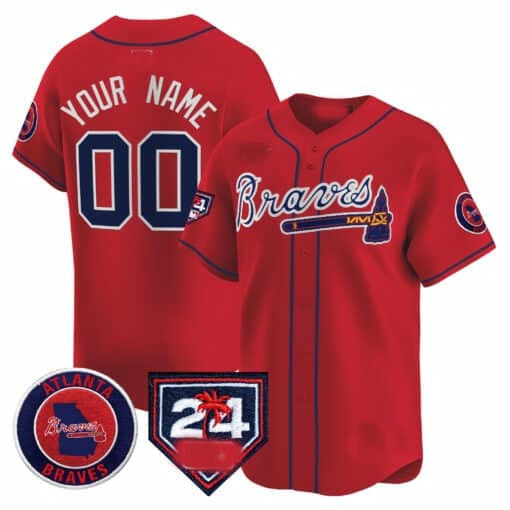 Custom Atlanta Braves 2024 Spring Training Patch Vapor Premier Limited Jersey ¨C Red MIKSHPS
