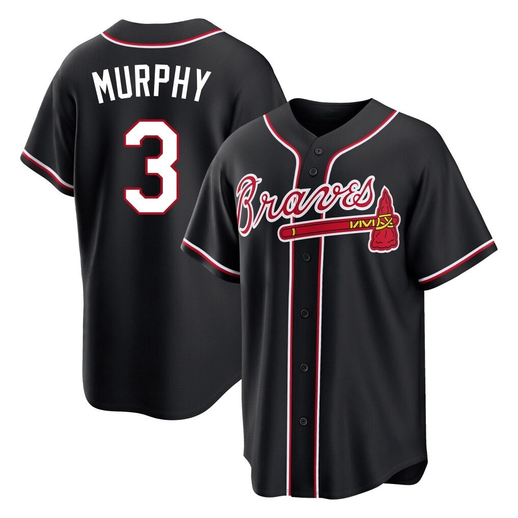 Atlanta Braves #3 Dale Murphy Player Black MIKSHPS Fashion Out Game Stitched Jerseys
