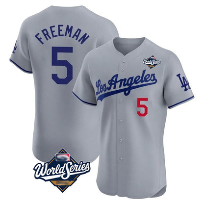 Los Angeles Dodgers #5 Freddie Freeman Player Gray MIKSHPS World Series Limited Elite Home Stitched Jerseys