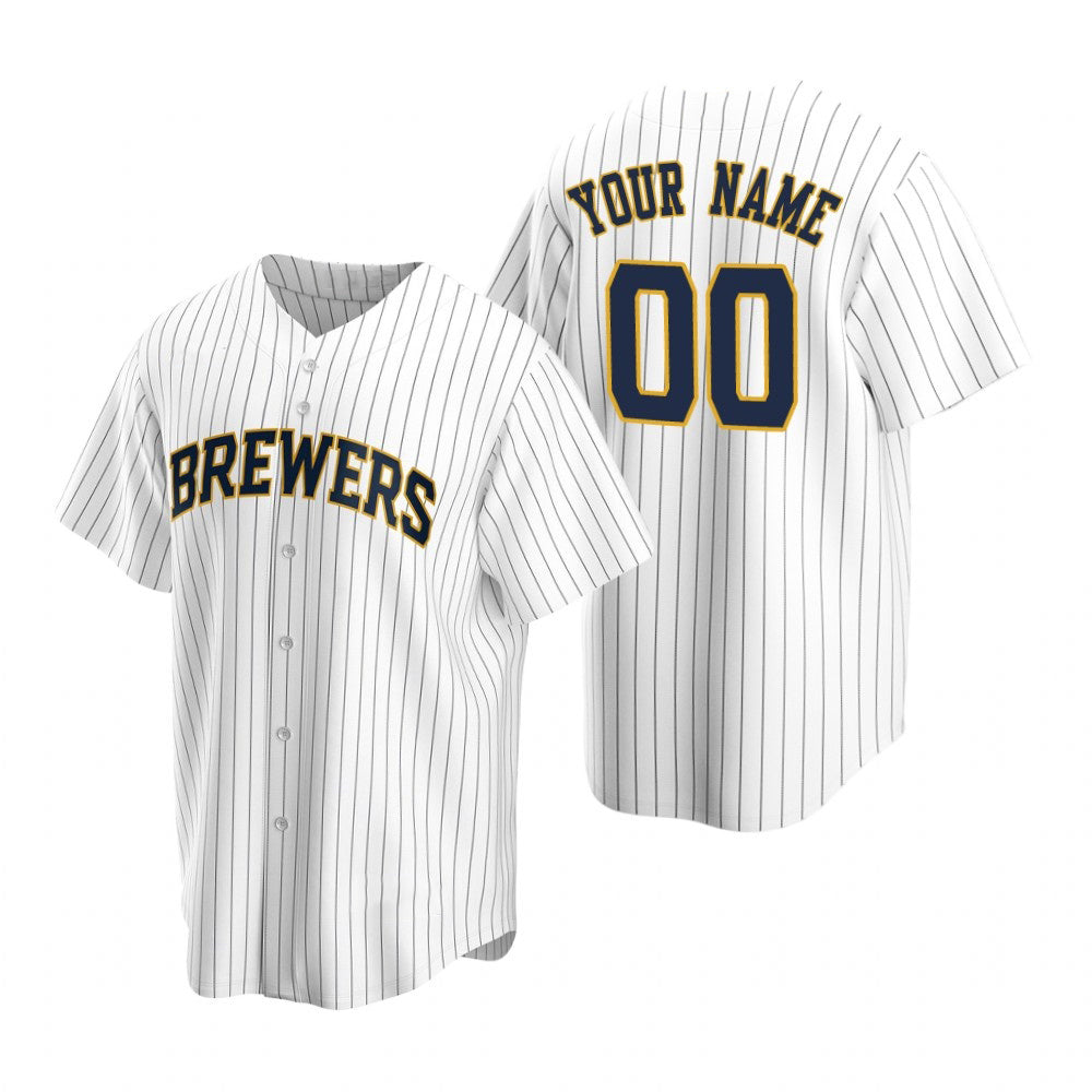 Custom Milwaukee Brewers White MIKSHPS Stitched Cool Base Jersey