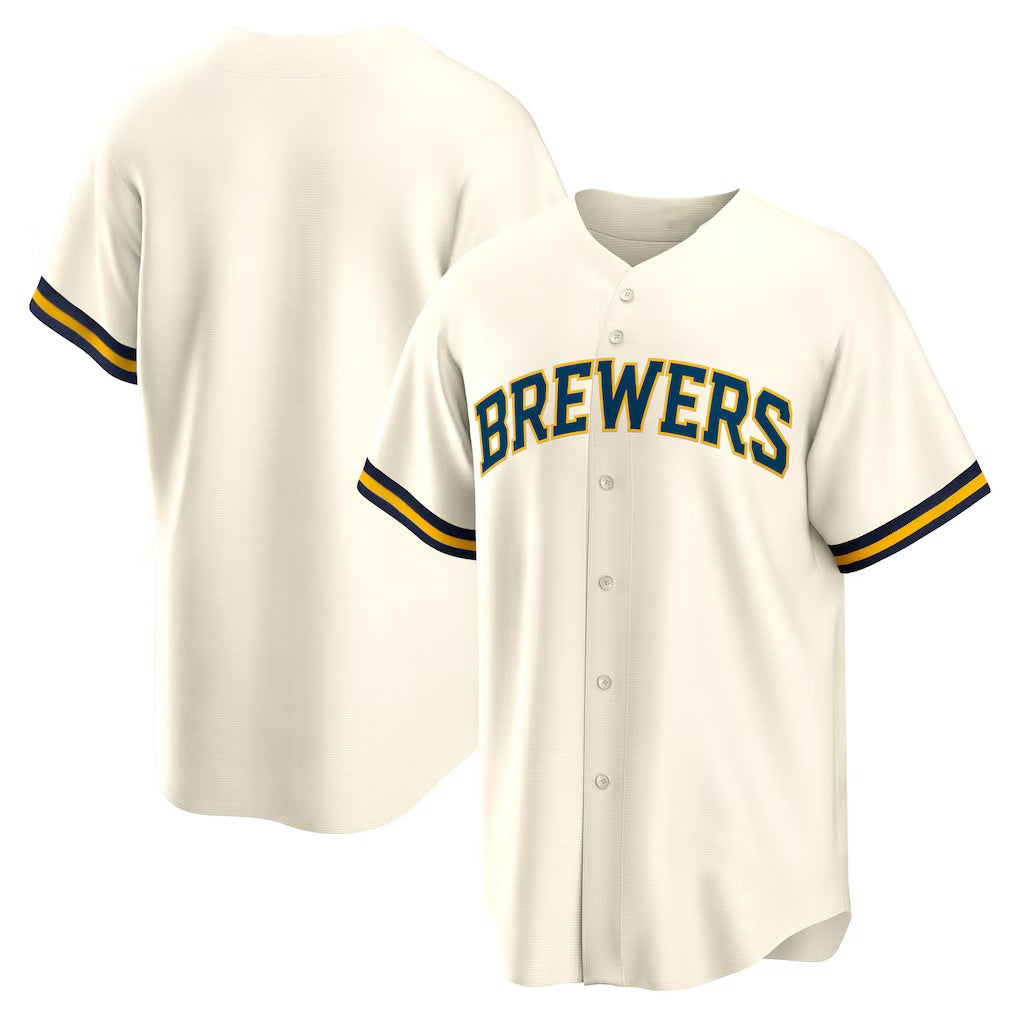 Milwaukee Brewers Cream MIKSHPS Home Replica Team Jersey