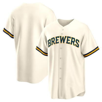Milwaukee Brewers Cream MIKSHPS Home Replica Team Jersey