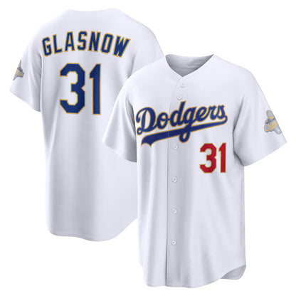 Los Angeles Dodgers #31 Tyler Glasnow White MIKSHPS 2026 Gold Collection Stadium Jersey