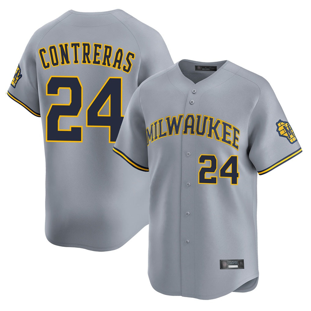 Milwaukee Brewers #24 William Contreras Player Gray MIKSHPS Home Limited Stitched Jerseys