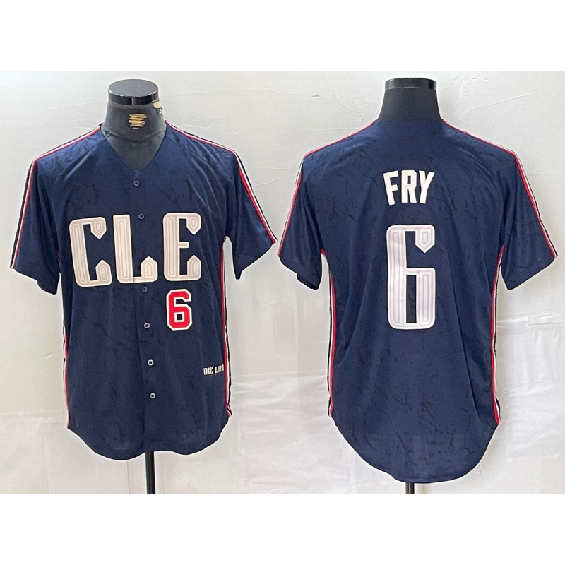 Cleveland Guardians #6 David Fry Number Navy MIKSHPS 2024 City Connect Limited Stitched Jersey