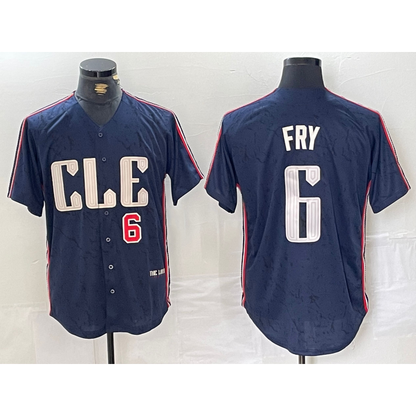 Cleveland Guardians #6 David Fry Number Navy MIKSHPS 2024 City Connect Limited Stitched Jersey