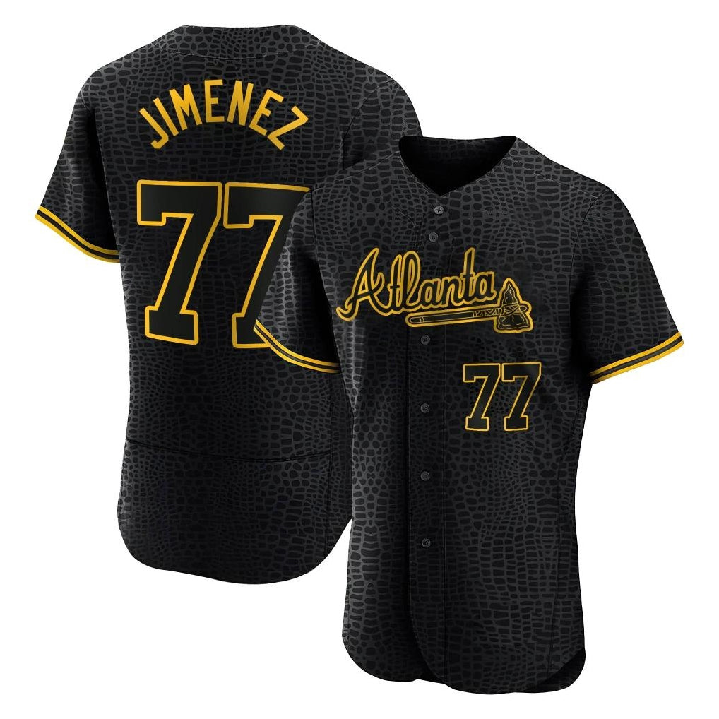 Atlanta Braves #77 Joe Jimenez Player Black MIKSHPS Snake Skin City Limited Elite Home Game Stitched Jerseys