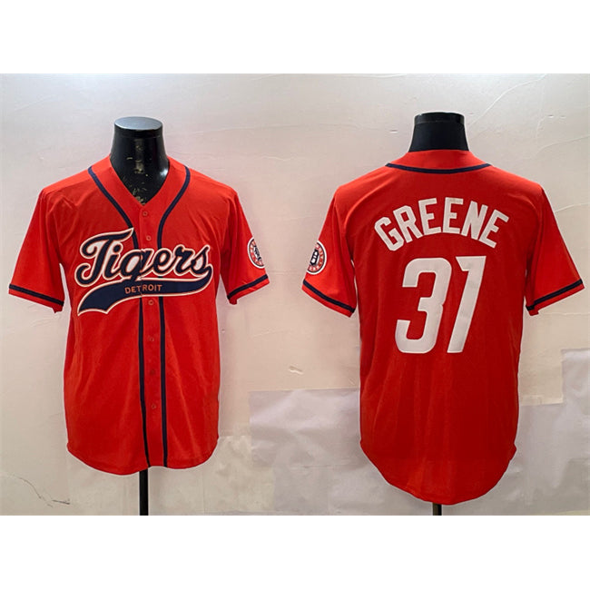 Detroit Tigers #31 Riley Greene Orange MIKSHPS With Patch Cool Base Stitched Jersey 2