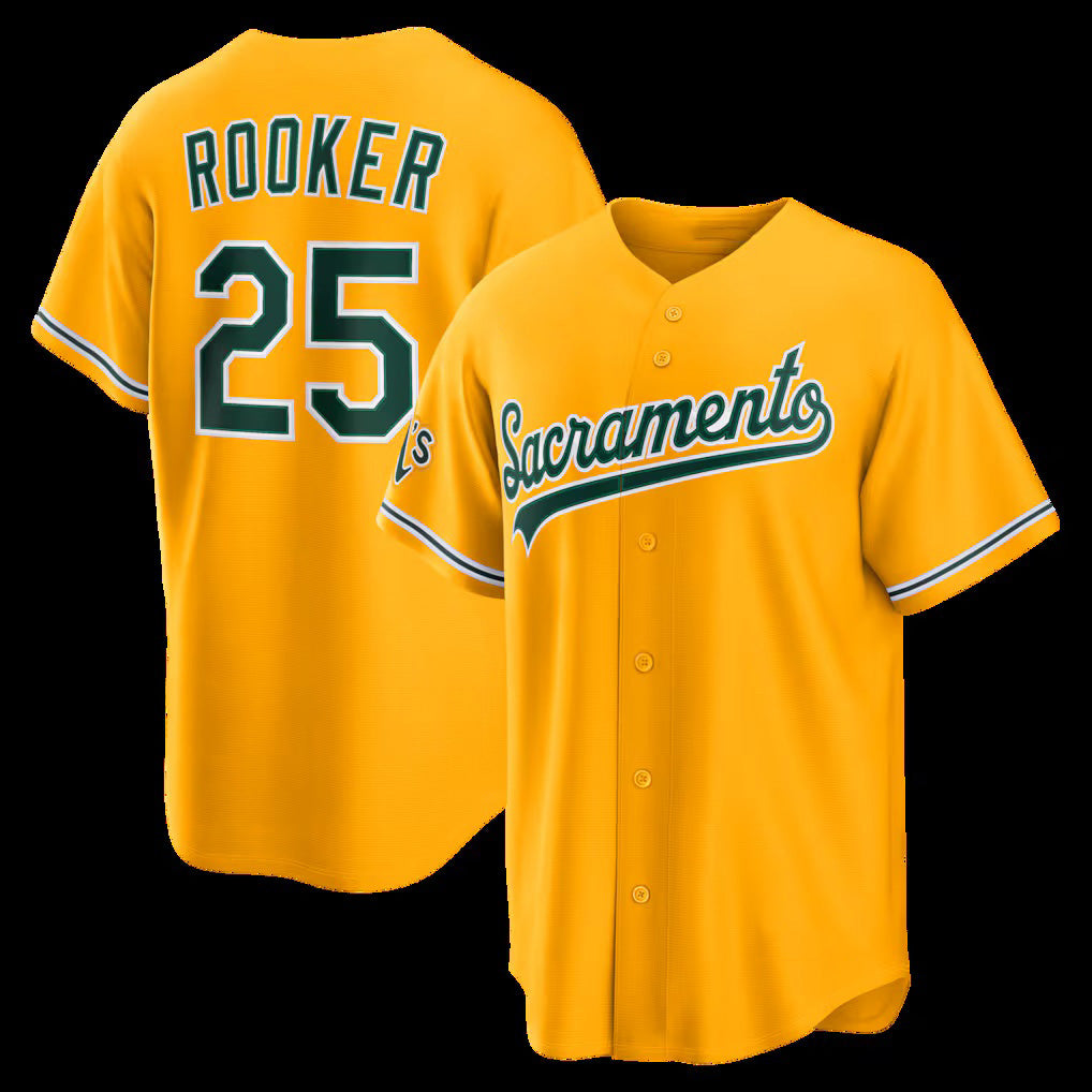 Oakland Athletics #25 Brent Rooker Gold MIKSHPS Alternate Stadium Jersey
