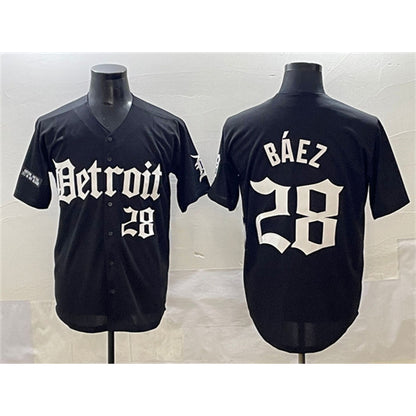 Detroit Tigers #28 Javier B¨¢ez Black MIKSHPS 'Motor Gothic Edition' Vapor Premier Limited Stitched Jersey